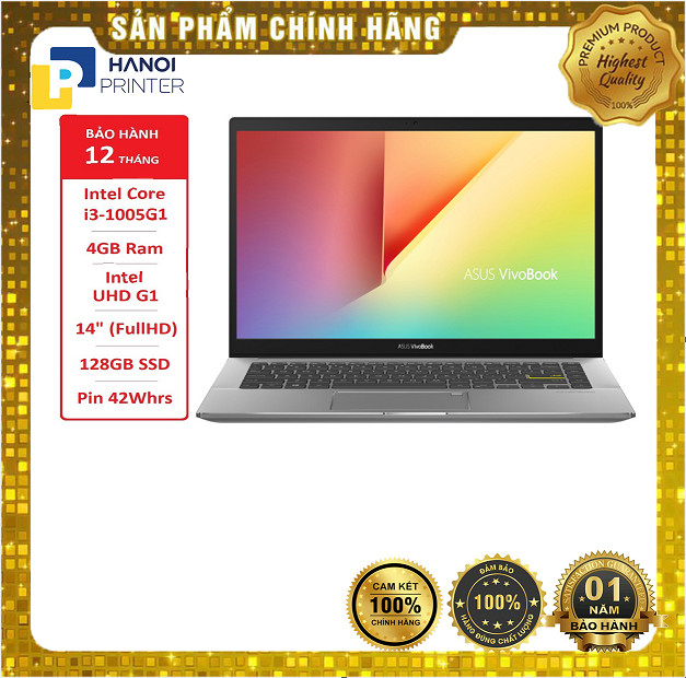 Laptop Asus VivoBook X413JA Core™ i3-1005G1 1.2GHz RAM 4GB, SSD 128GB, 14" FHD (1920x1080) White bảo hành 12 tháng